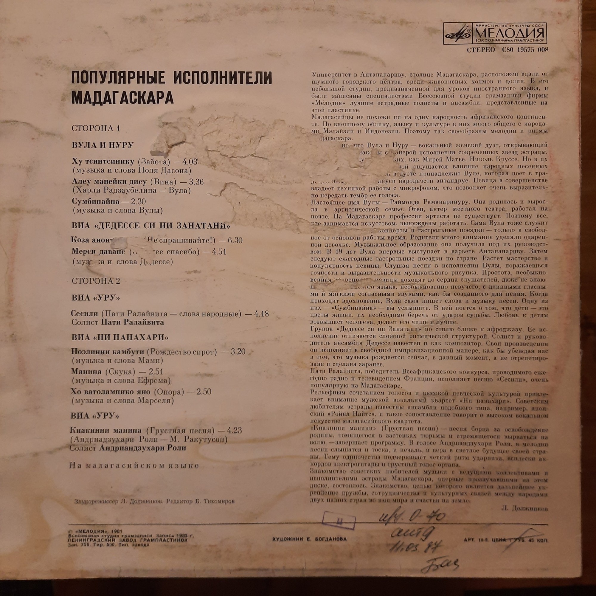 Популярные исполнители Мадагаскара