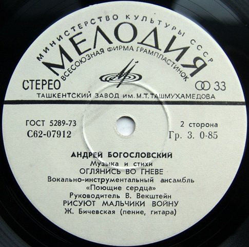 Андрей БОГОСЛОВСКИЙ. Музыка и стихи