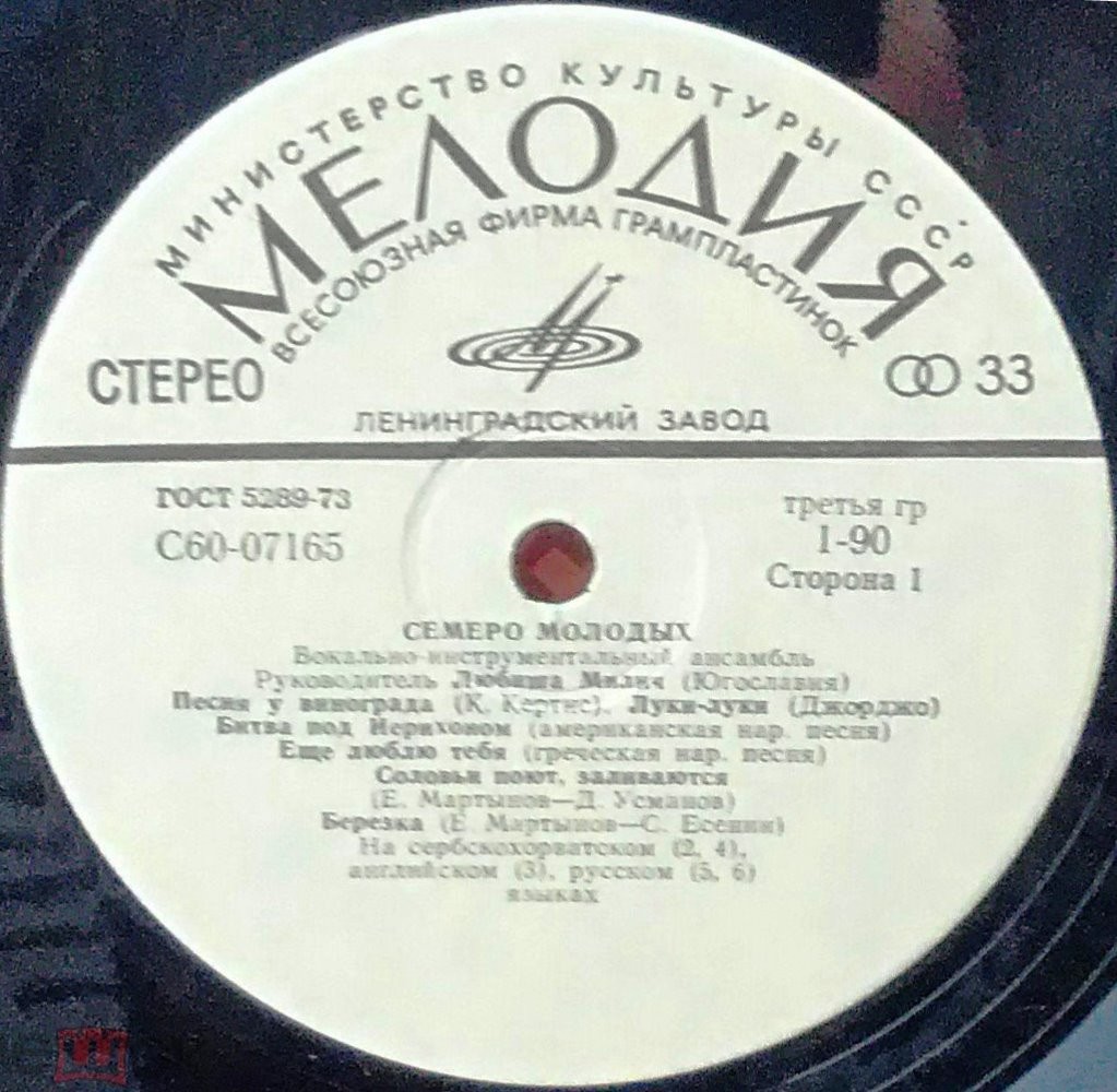 Семеро молодых. Вокально-инструментальный ансамбль. Руководитель Любиша Милич (Югославия)