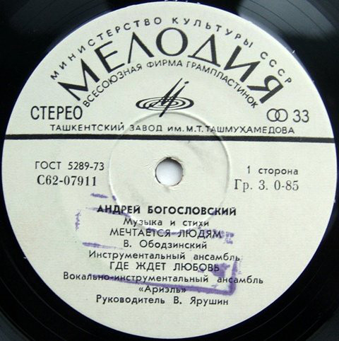 Андрей БОГОСЛОВСКИЙ. Музыка и стихи