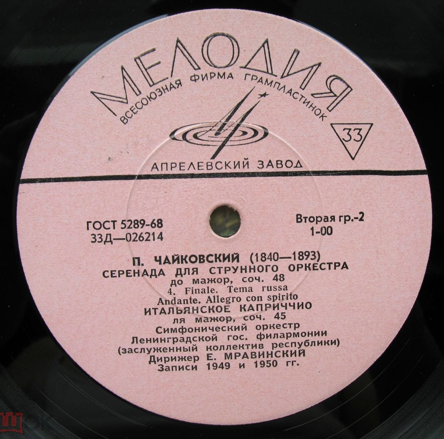 П. ЧАЙКОВСКИЙ Серенада для струнного оркестра; Итальянское каприччио (Е. Мравинский)