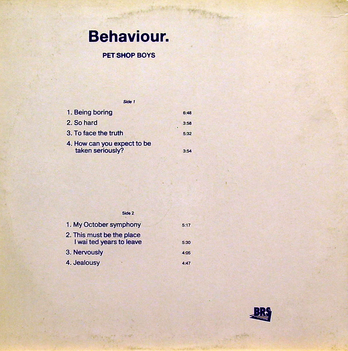 PET SHOP BOYS. Behaviour