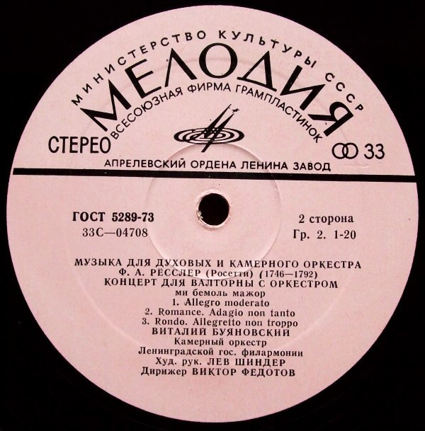 Музыка для духовых и камерного оркестра. Агостино Габуччи, Антонио Розетти, Ян Капр