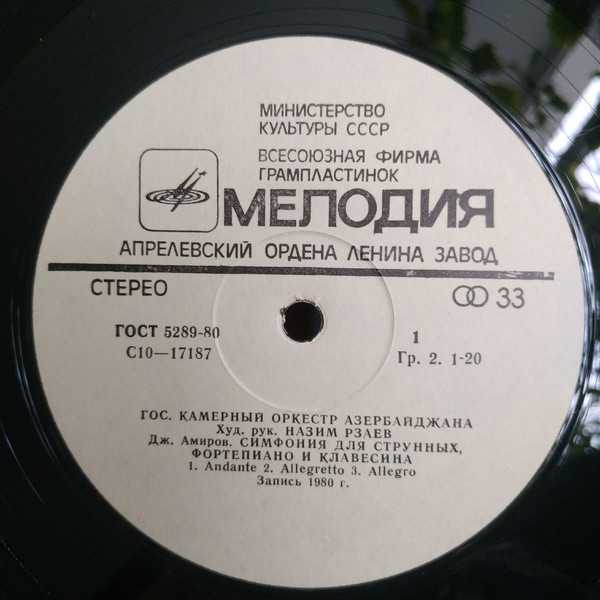 ГОС. КАМЕРНЫЙ ОРКЕСТР АЗЕРБАЙДЖАНА, худ. рук. Назим Рзаев.