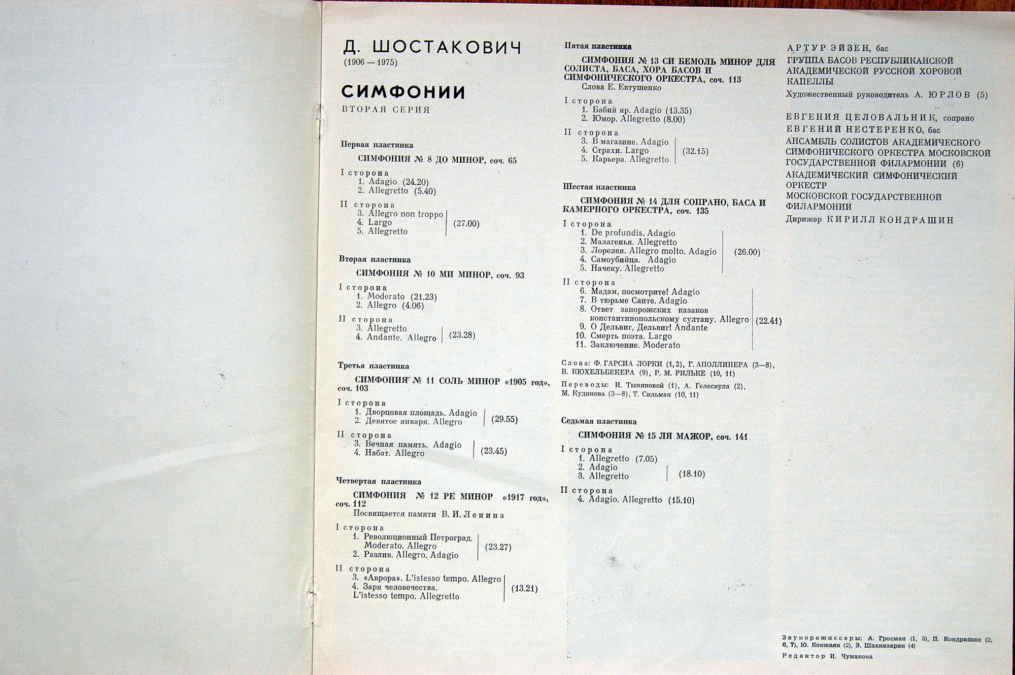 Д. Шостакович. Собрание сочинений в грамзаписи. Симфонии. Вторая серия