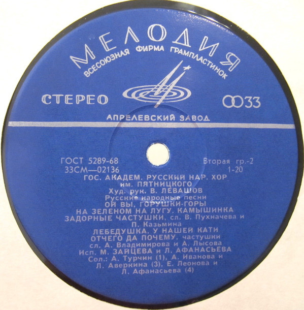 ГОС. АКАДЕМ. РУССКИЙ НАР. ХОР им. ПЯТНИЦКОГО, худ. рук. В. Левашов
