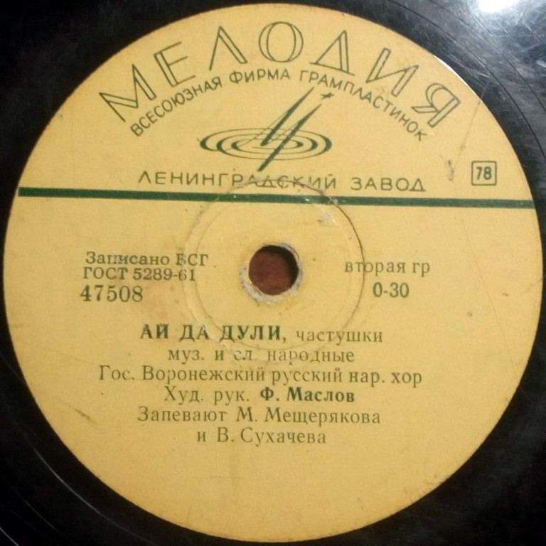 Государственный воронежский русский народный хор. Худ. рук. Ф. Маслов