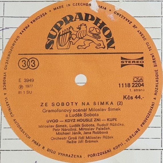 Ze soboty na Simka (2) [по заказу чешской фирмы SUPRAPHON 1118 2204]