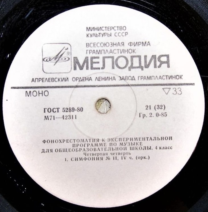 ФОНОХРЕСТОМАТИЯ К ЭКСПЕРИМЕНТАЛЬНОЙ ПРОГРАММЕ ПО МУЗЫКЕ ДЛЯ ОБЩЕОБРАЗОВАТЕЛЬНОЙ ШКОЛЫ. 4 класс