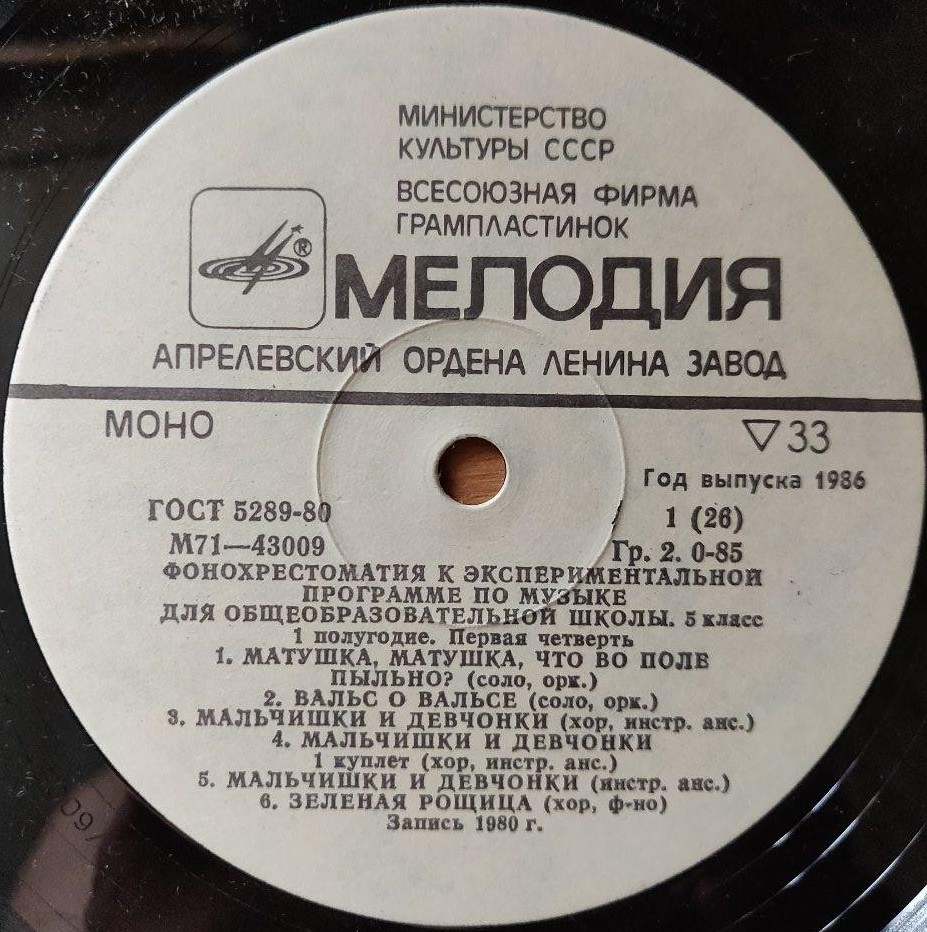 ФОНОХРЕСТОМАТИЯ К ЭКСПЕРИМЕНТАЛЬНОЙ ПРОГРАММЕ ПО МУЗЫКЕ ДЛЯ ОБЩЕОБРАЗОВАТЕЛЬНОЙ ШКОЛЫ. 5 класс