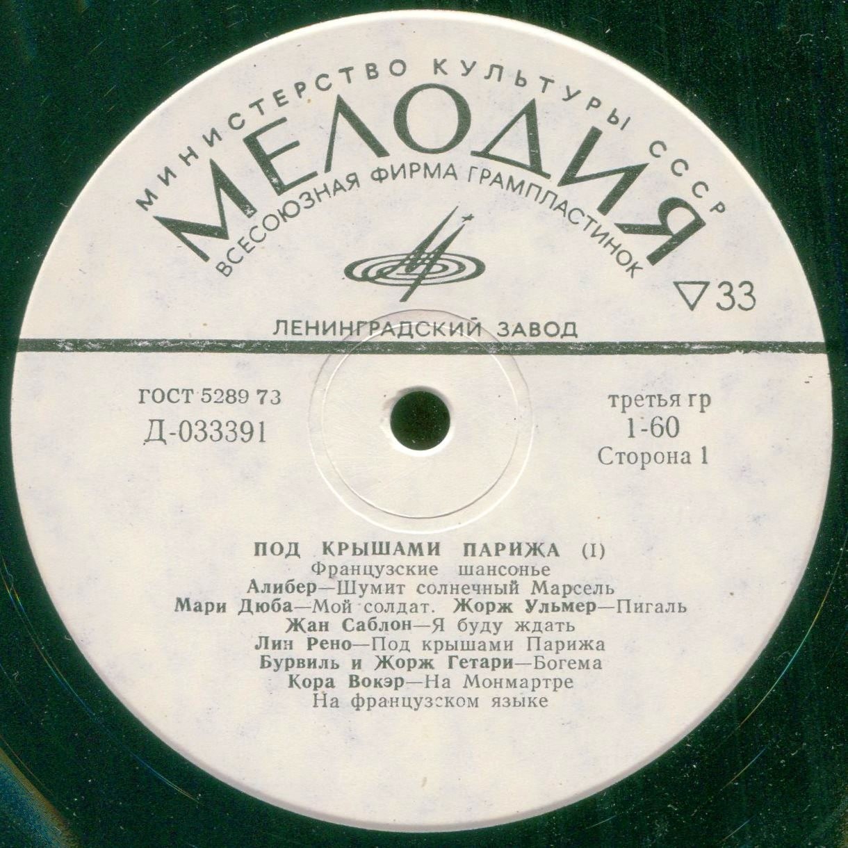 Под крышами Парижа 1. Французские шансонье