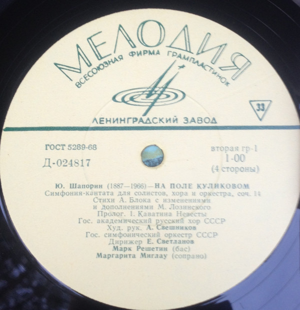 Ю. ШАПОРИН. «На поле Куликовом», симфония-кантата