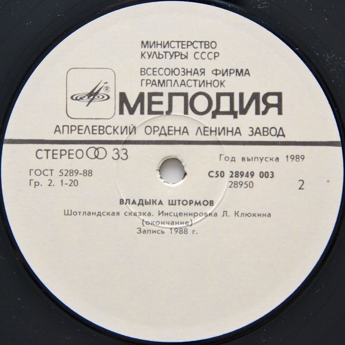 ВЛАДЫКА ШТОРМОВ. Шотландская сказка (инсценировка Л. Клюкина).
