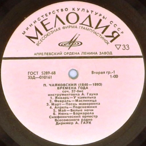 П. Чайковский: Времена года (СО ВР, А. Гаук)