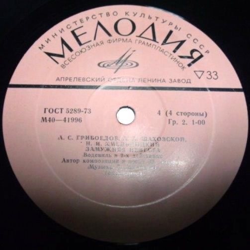 A. ГРИБОЕДОВ (1795—1829), А. ШАХОВСКОЙ (1777—1846), Н. ХМЕЛЬНИЦКИЙ (1791 —1845): Замужняя невеста, водевиль в двух действиях