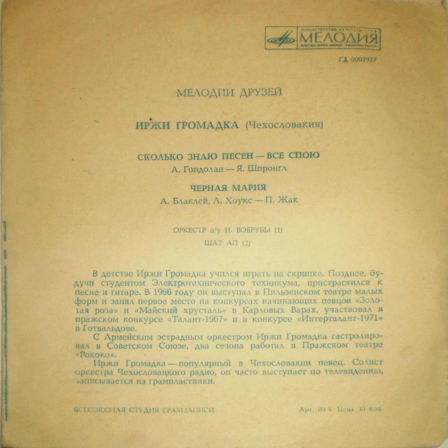 Мелодии друзей. Иржи Громадка (Чехословакия)