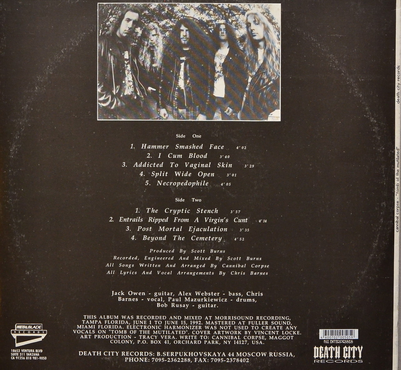 Группа «CANNIBAL CORPSE». Tomb Of Mutilated