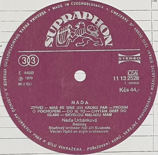 Nada Urbankova. "Naďa" [по заказу чешской фирмы SUPRAPHON 1113 2558]