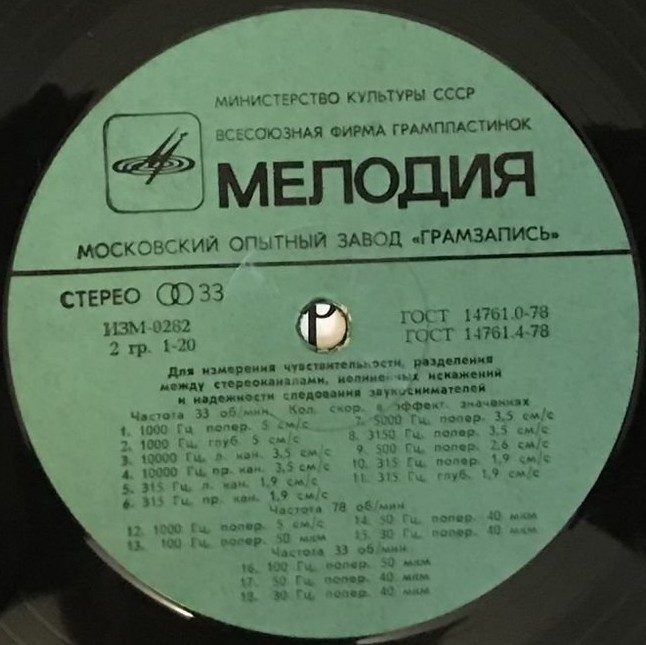 Грампластинка измерительная и контрольная