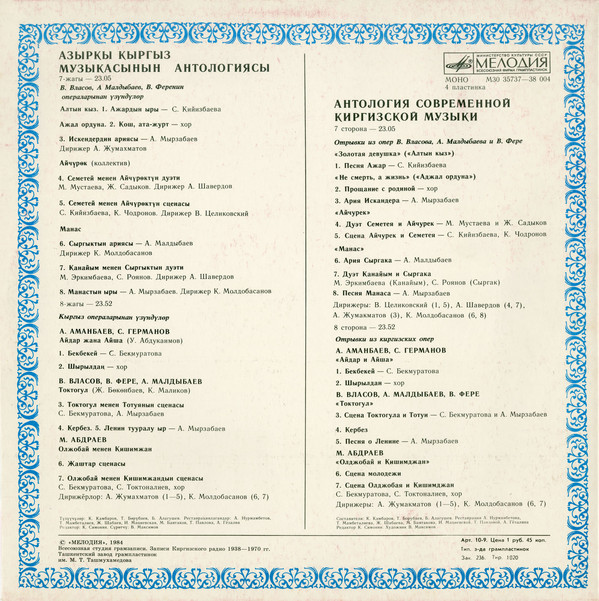 АНТОЛОГИЯ СОВРЕМЕННОЙ КИРГИЗСКОЙ МУЗЫКИ.