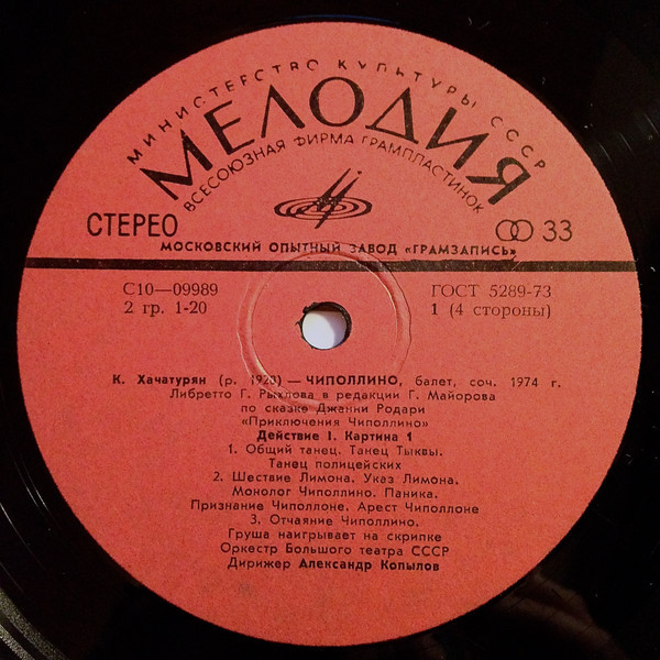 К. ХАЧАТУРЯН (1920): «Чиполлино», балет в трех действиях