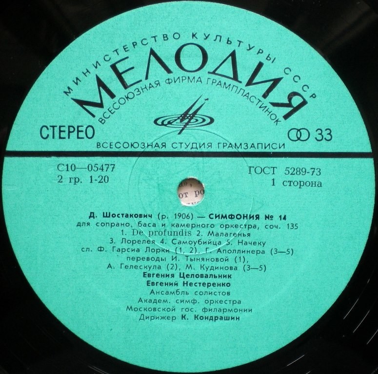 Д. ШОСТАКОВИЧ. Симфония №14 для сопрано, баса и камерного оркестра, соч. 135
