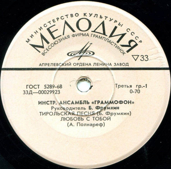 Инструментальный ансамбль «ГРАММОФОН». Руководитель Б. Фрумкин