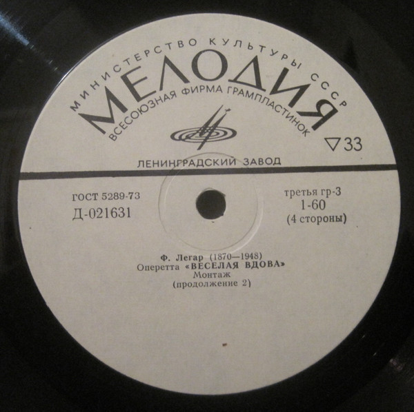 Франц Легар. Весёлая вдова (оперетта)