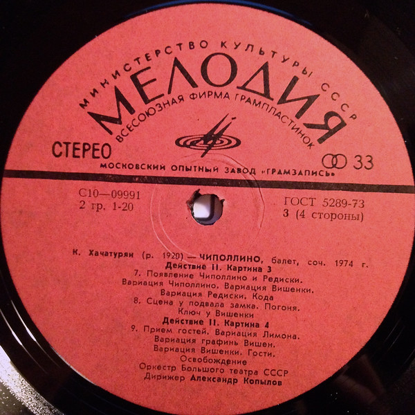 К. ХАЧАТУРЯН (1920): «Чиполлино», балет в трех действиях