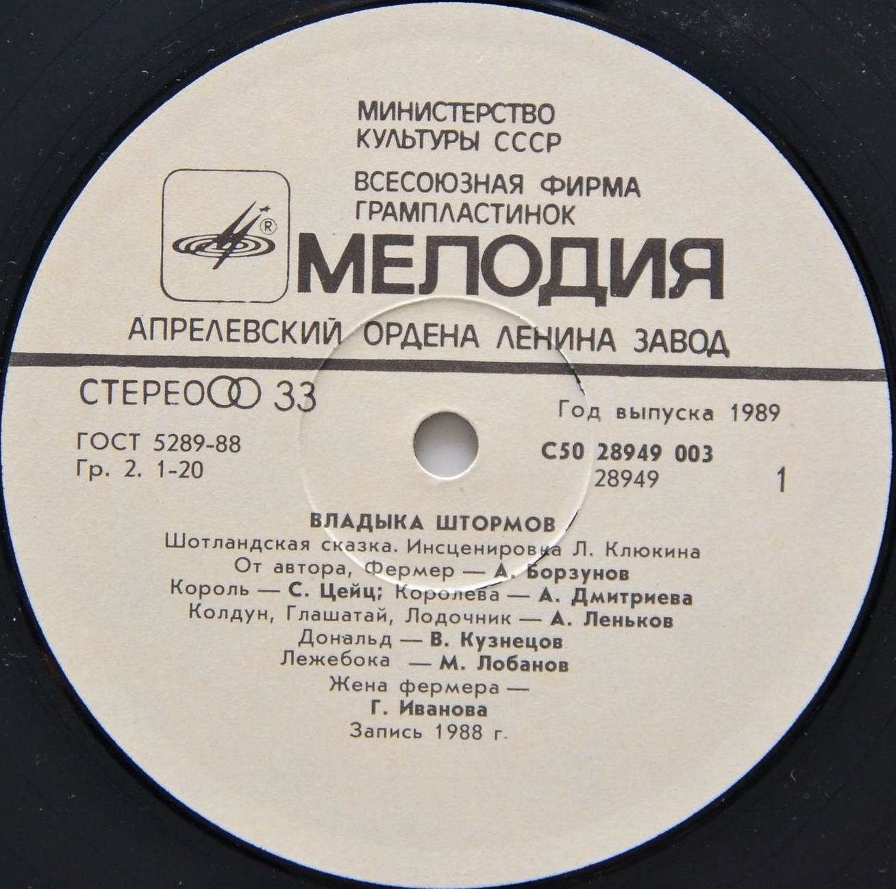 ВЛАДЫКА ШТОРМОВ. Шотландская сказка (инсценировка Л. Клюкина).