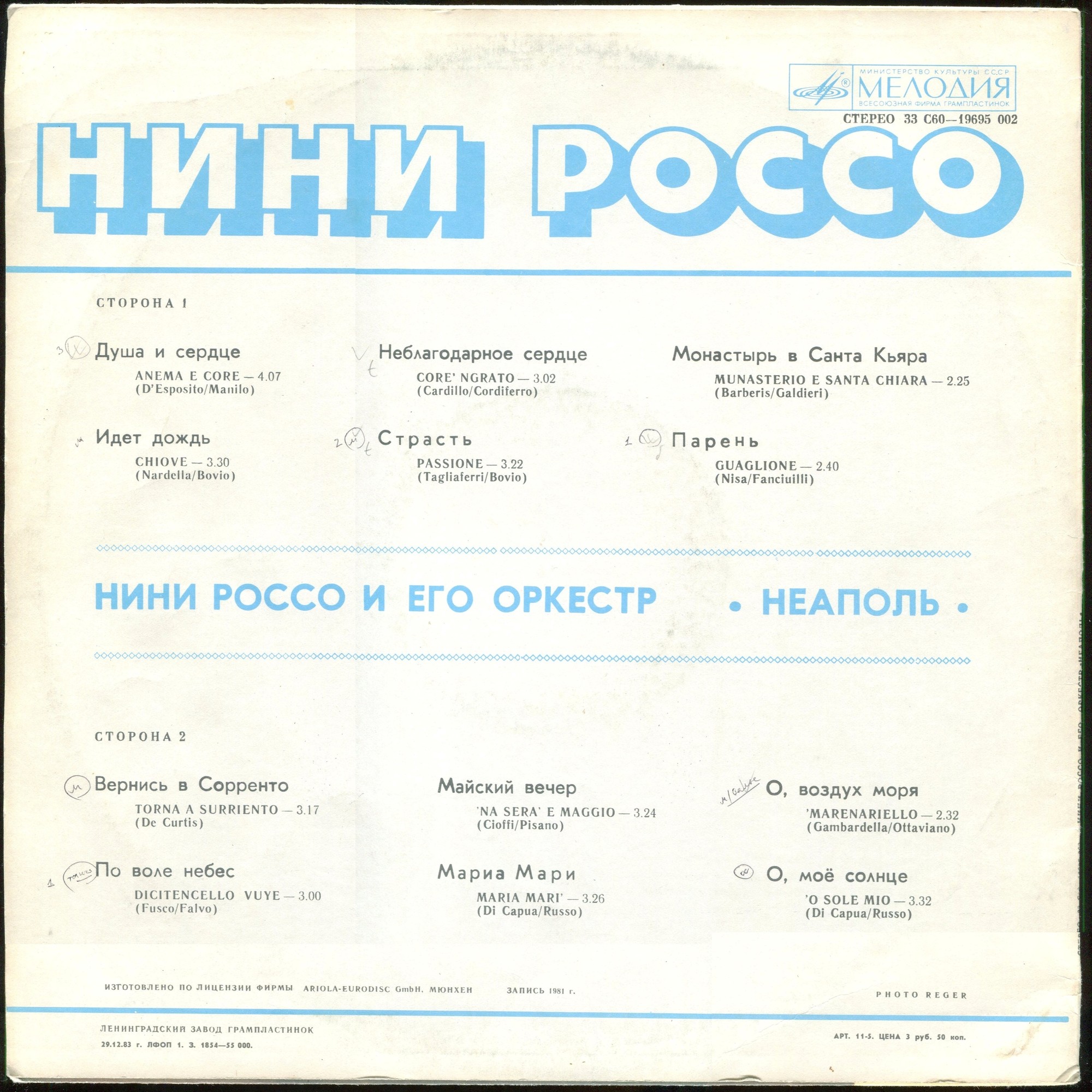 Нини Россо и его оркестр «Неаполь»