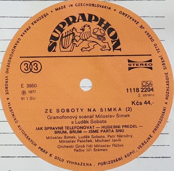Ze soboty na Simka (2) [по заказу чешской фирмы SUPRAPHON 1118 2204]