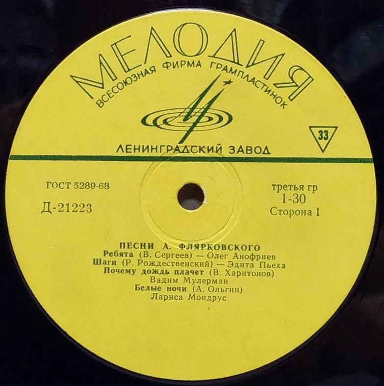 А. ФЛЯРКОВСКИЙ (1931) - Песни А. Флярковского