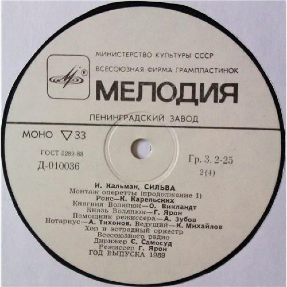 И. КАЛЬМАН (1882–1953) «Сильва», монтаж оперетты