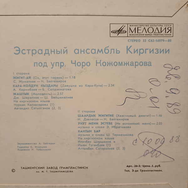 ЭСТРАДНЫЙ АНСАМБЛЬ КИРГИЗИИ п/у Чоро Кожомжарова.
