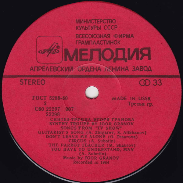 Синтез-труппа Игоря Гранова - Песни из музыкального спектакля "Телешоу"