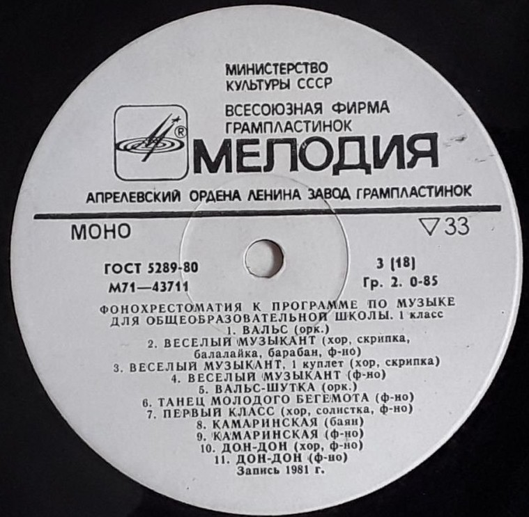 ФОНОХРЕСТОМАТИЯ К ПРОГРАММЕ ПО МУЗЫКЕ ДЛЯ ОБЩЕОБРАЗОВАТЕЛЬНОЙ ШКОЛЫ. 1 класс