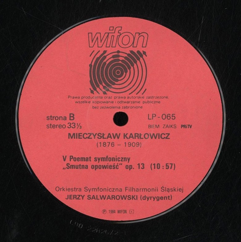 Jerzy Salwarowski /  Karłowicz - Poematy Symfoniczne (3) [по заказу польской фирмы WIFON, LP 065]