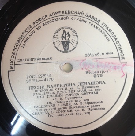 Песни В. ЛЕВАШОВА (1915)