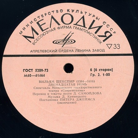 B. ШЕКСПИР: Двенадцатая ночь, комедия в пяти действиях