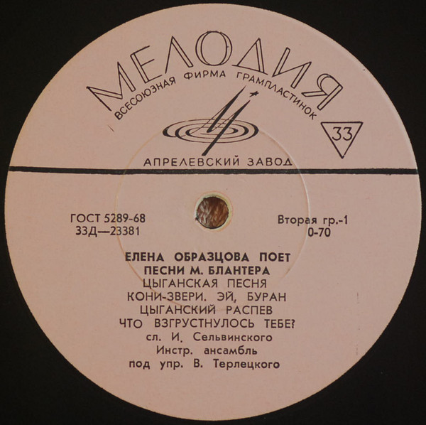 Елена ОБРАЗЦОВА поет песни М. БЛАНТЕРА (1903)