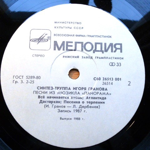 Синтез-труппа Игоря ГРАНОВА. Песни из мюзикла "Панорама"