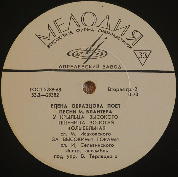 Елена ОБРАЗЦОВА поет песни М. БЛАНТЕРА (1903)