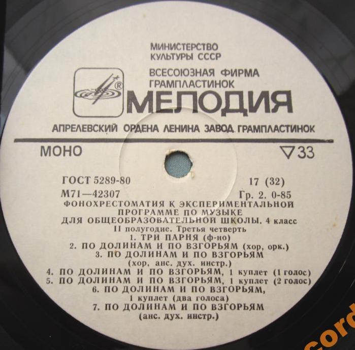 ФОНОХРЕСТОМАТИЯ К ЭКСПЕРИМЕНТАЛЬНОЙ ПРОГРАММЕ ПО МУЗЫКЕ ДЛЯ ОБЩЕОБРАЗОВАТЕЛЬНОЙ ШКОЛЫ. 4 класс