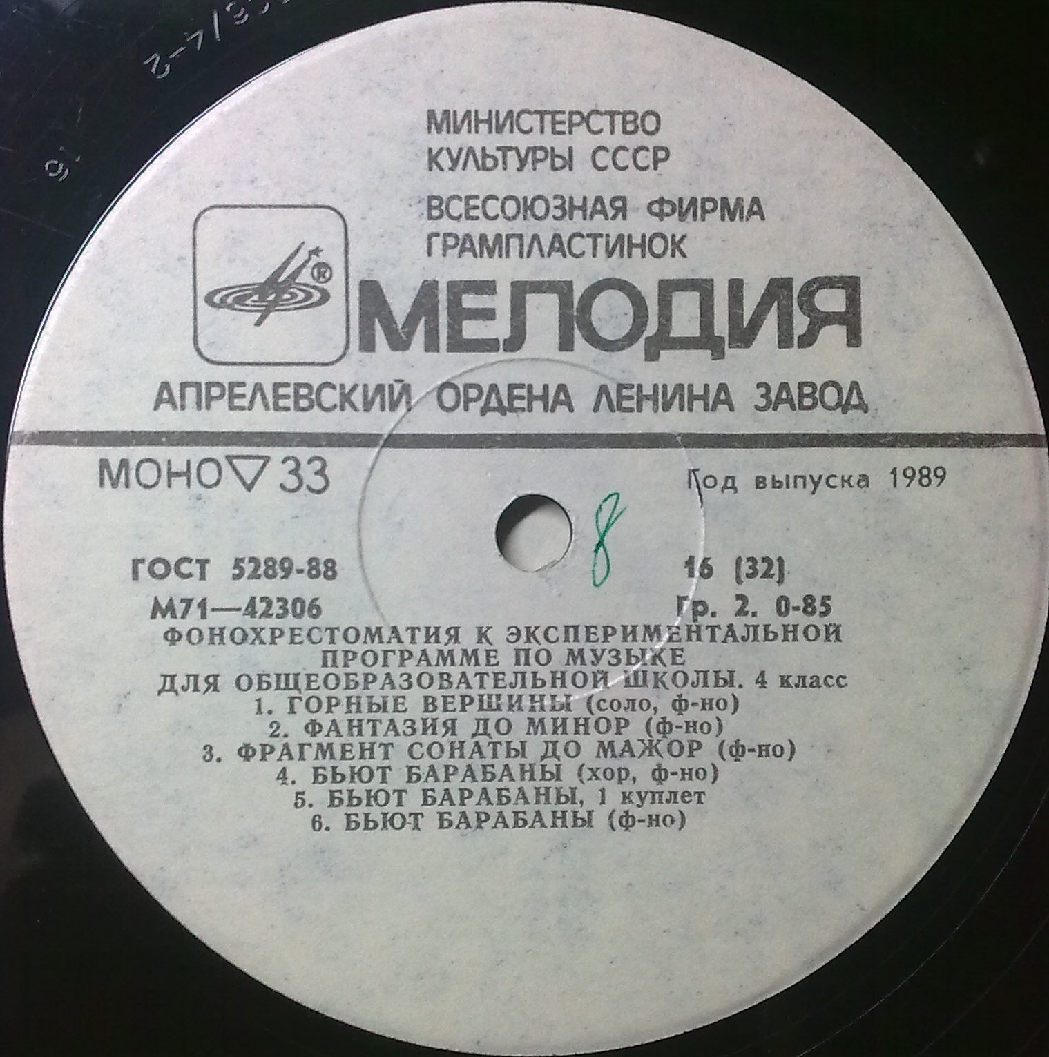 ФОНОХРЕСТОМАТИЯ К ЭКСПЕРИМЕНТАЛЬНОЙ ПРОГРАММЕ ПО МУЗЫКЕ ДЛЯ ОБЩЕОБРАЗОВАТЕЛЬНОЙ ШКОЛЫ. 4 класс