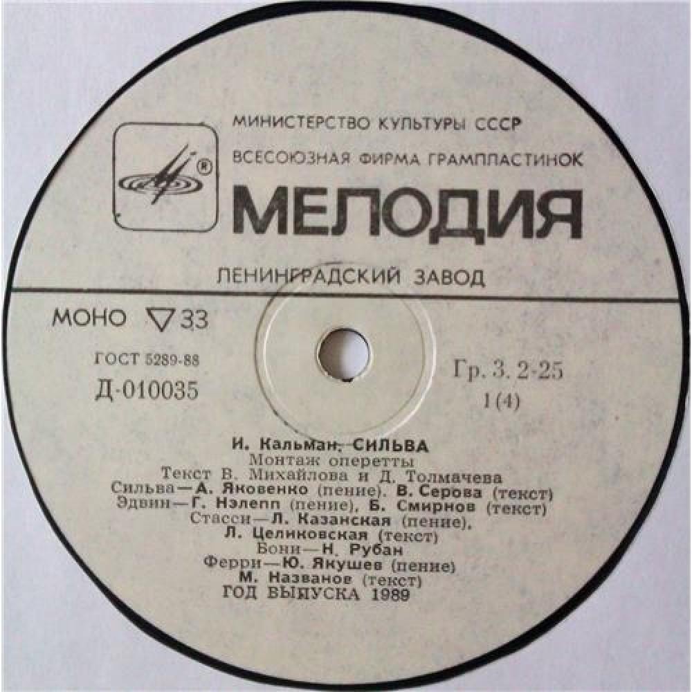 И. КАЛЬМАН (1882–1953) «Сильва», монтаж оперетты