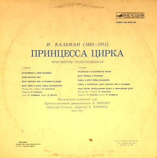 Имре КАЛЬМАН. Принцесса цирка (фрагменты телеспектакля)