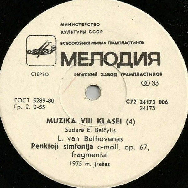 МУЗЫКА ДЛЯ VIII КЛАССА ЛИТОВСКИХ ШКОЛ. Составитель Э. Бальчитис