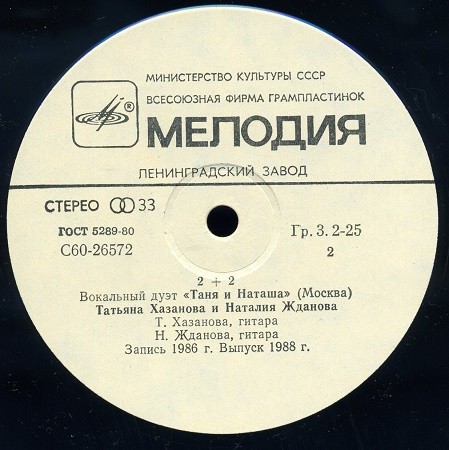 «2 + 2» (вокальные дуэты). Песни В. Новоженина: