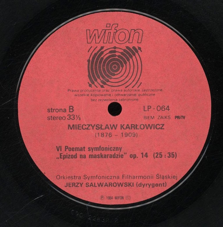 Jerzy Salwarowski / Karłowicz - Poematy Symfoniczne (2) [по заказу польской фирмы WIFON, LP 064]